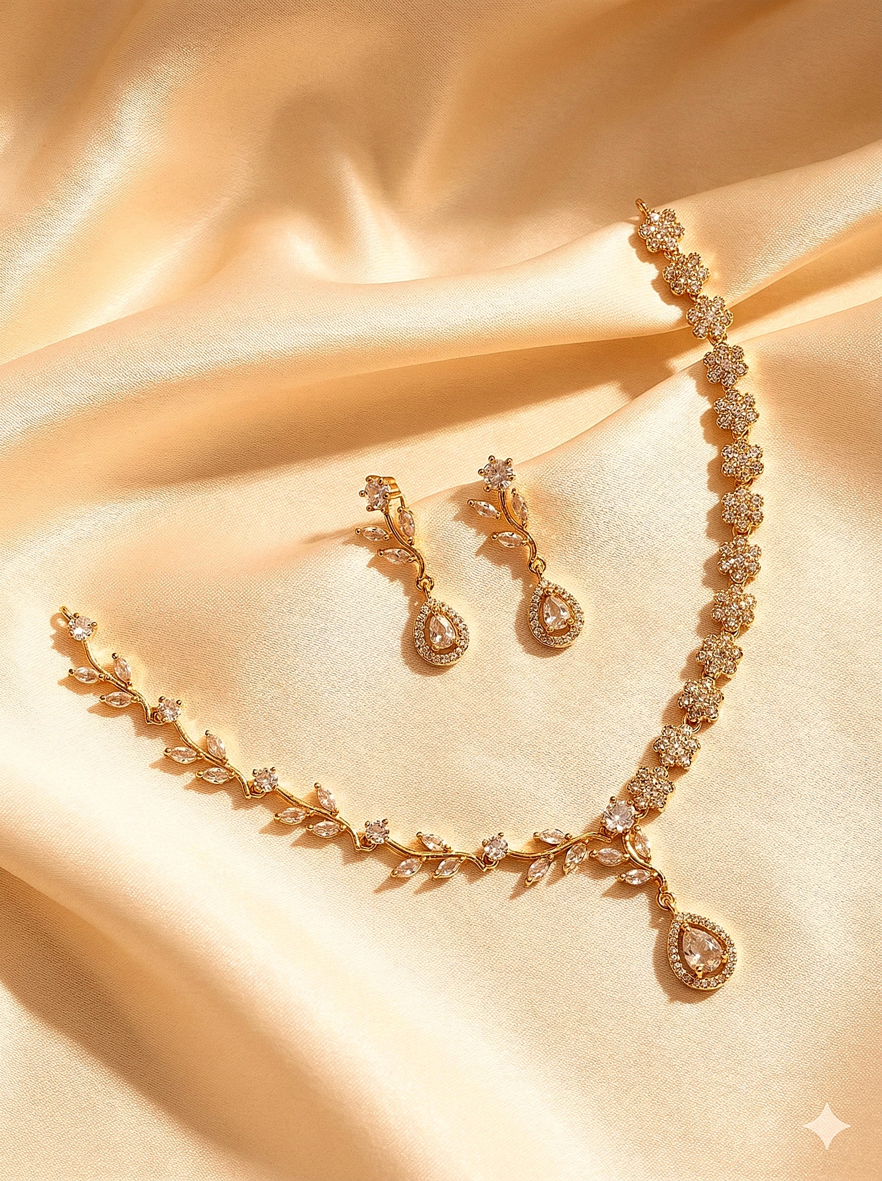 Beautiful American Diamonds Necklace in Antique Polish